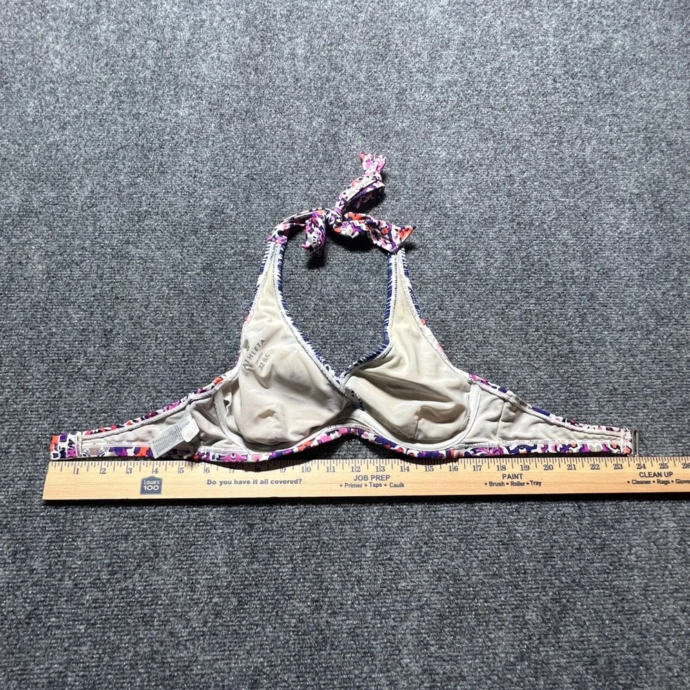 Athleta Purple Floral Underwire Halter Bikini Set 32 B/C XS Side Tie Bottoms